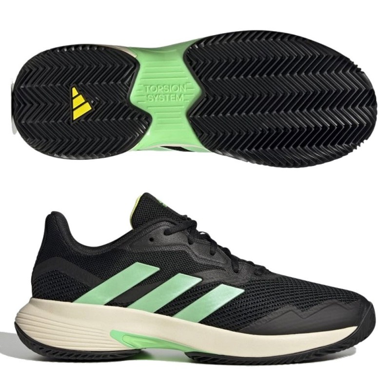 padelschoenen Adidas Courtjam Control M kleikern zwart balk groen geel 2022 padelschoenen Adidas Courtjam Control M kleikern zwart balk groen geel 2022