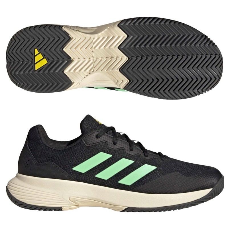 Padelschoenen Adidas GameCourt 2 M core zwart balk groen geel 2022