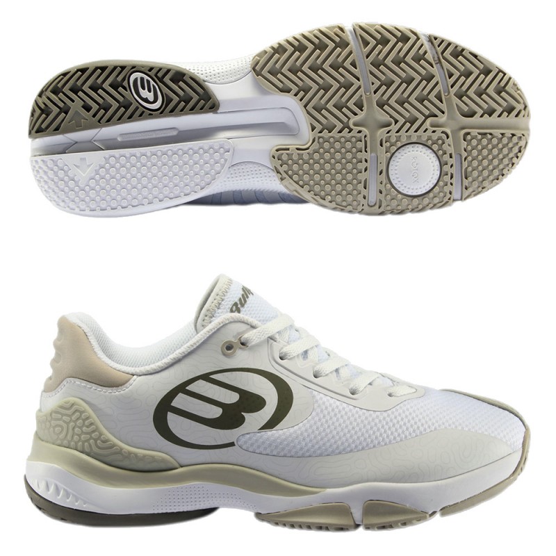 Bullpadel Flow Hybrid Fly 22 wit kaki schoenen