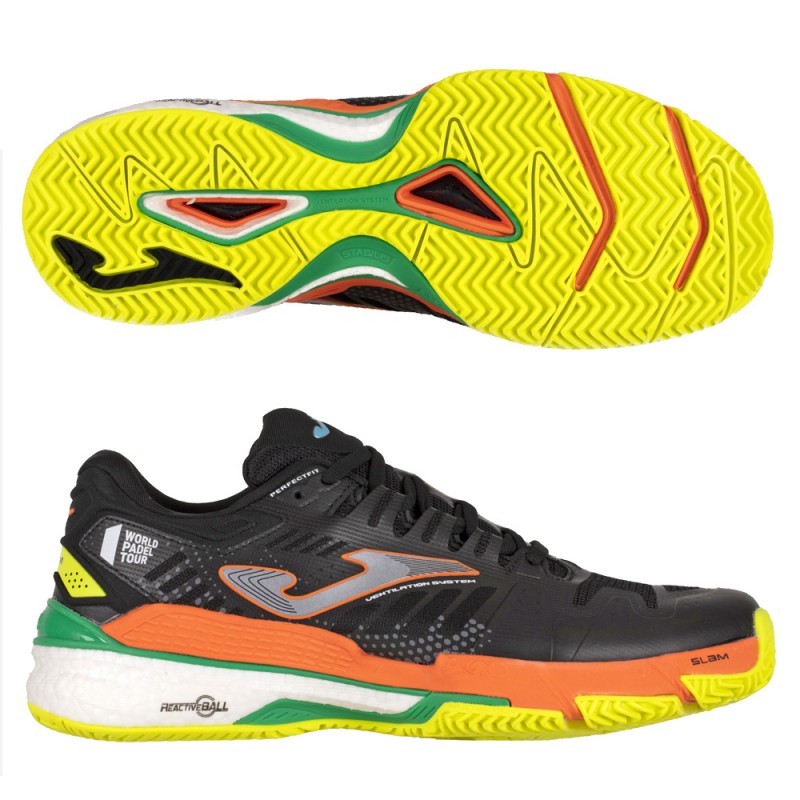 Padelschoenen Joma T.SLAM MEN 2201 zwart oranje fluor Padelschoenen Joma T.SLAM MEN 2201 zwart oranje fluor