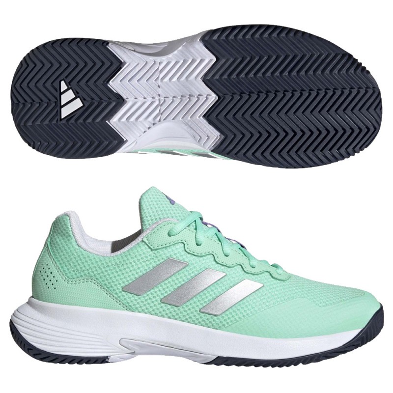 padelschoenen Adidas Gamecourt 2 W pulse mint zilver violet padelschoenen Adidas Gamecourt 2 W pulse mint zilver violet