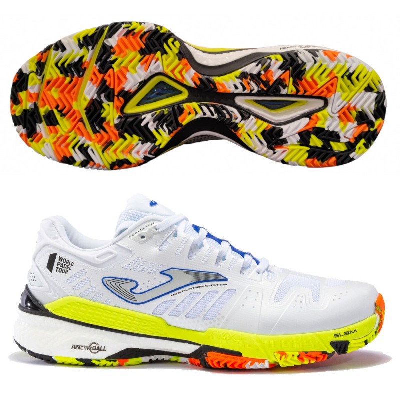 padelschoenen Joma T.SLAM heren 2332 wit limoen 2023 padelschoenen Joma T.SLAM heren 2332 wit limoen 2023