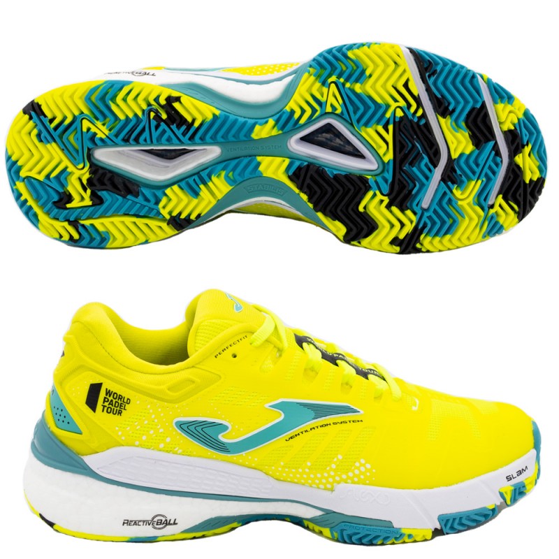 Joma T.SLAM LADY 2209 geel fluor turquoise padel schoenen Joma T.SLAM LADY 2209 geel fluor turquoise padel schoenen