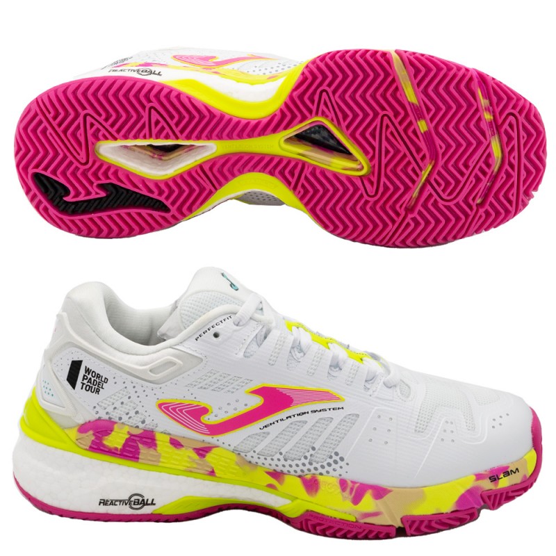 Joma T.SLAM LADY 2202 witte fuchsia padelschoenen Joma T.SLAM LADY 2202 witte fuchsia padelschoenen