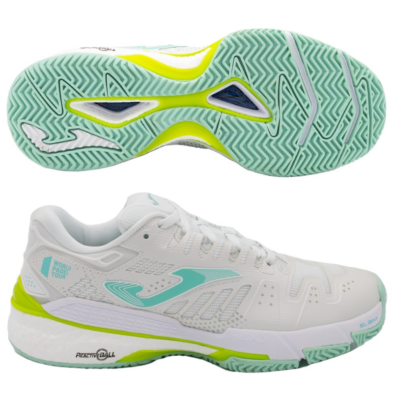 Padelschoenen Joma T.SLAM LADY 2332 wit lichtblauwe 2023 Padelschoenen Joma T.SLAM LADY 2332 wit lichtblauwe 2023