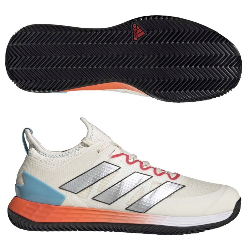 Padelschoenen Adidas Adizero Ubersonic 4 M Clay wit zilver 2023 Padelschoenen Adidas Adizero Ubersonic 4 M Clay wit zilver 2023