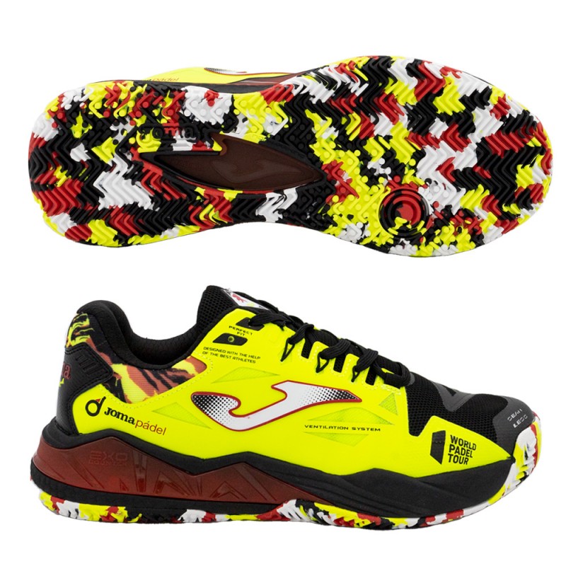 Padelschoenen Joma T.SPIN 2309 zwart geel fluor 2023 Padelschoenen Joma T.SPIN 2309 zwart geel fluor 2023