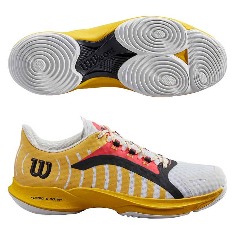 Padelschoenen Wilson Hurakn Pro wit oud goud 2023 Padelschoenen Wilson Hurakn Pro wit oud goud 2023