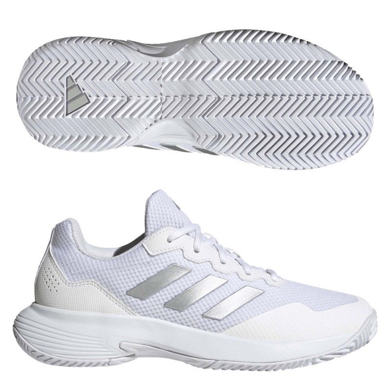 Padelschoenen Adidas Gamecourt 2 W wit zilver 2023 Padelschoenen Adidas Gamecourt 2 W wit zilver 2023