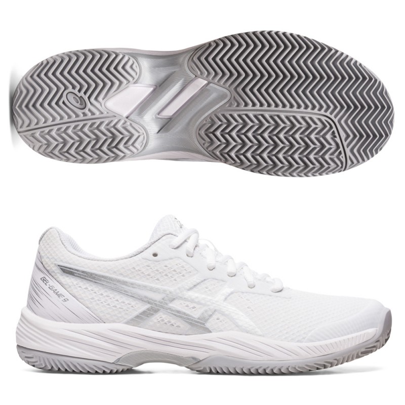Padelschoenen Asics Gel Game 9 Clay white pure silver Padelschoenen Asics Gel Game 9 Clay white pure silver