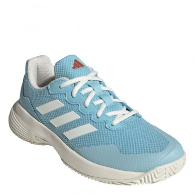 Padelschoenen Adidas Gamecourt 2 W licht aqua wit helder rood 2023