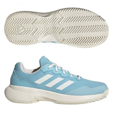 Padelschoenen Adidas Gamecourt 2 W licht aqua wit helder rood 2023