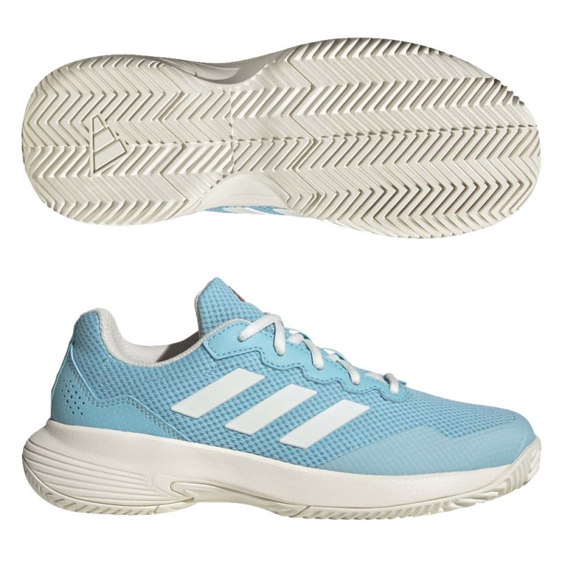Padelschoenen Adidas Gamecourt 2 W licht aqua wit helder rood 2023 Padelschoenen Adidas Gamecourt 2 W licht aqua wit helder rood 2023