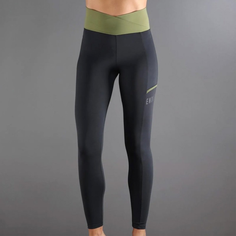 Leggings Endless Cross Pocket zwart legergroen Leggings Endless Cross Pocket zwart legergroen