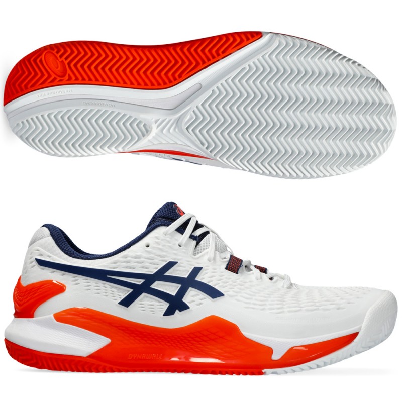 Asics Gel Resolution 9 Clay white blue expanse heren 2024 Asics Gel Resolution 9 Clay white blue expanse heren 2024