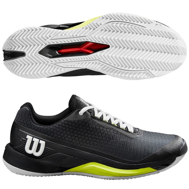 Wilson Rush Pro 4.0 Clay black white safety yellow heren 2024 Wilson Rush Pro 4.0 Clay black white safety yellow heren 2024