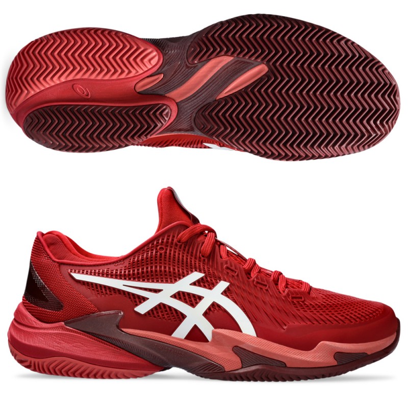 Asics Court FF 3 Novak Clay cranberry white heren 2024 Asics Court FF 3 Novak Clay cranberry white heren 2024