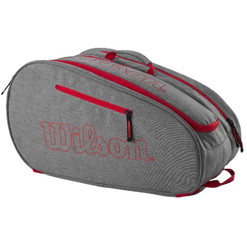 Wilson padeltas Team Padel Bag grijs rood glanzend 2024 Wilson padeltas Team Padel Bag grijs rood glanzend 2024