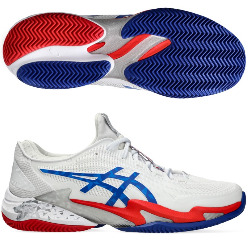 Asics Court FF 3 Novak Clay white blue heren 2024 Asics Court FF 3 Novak Clay white blue heren 2024