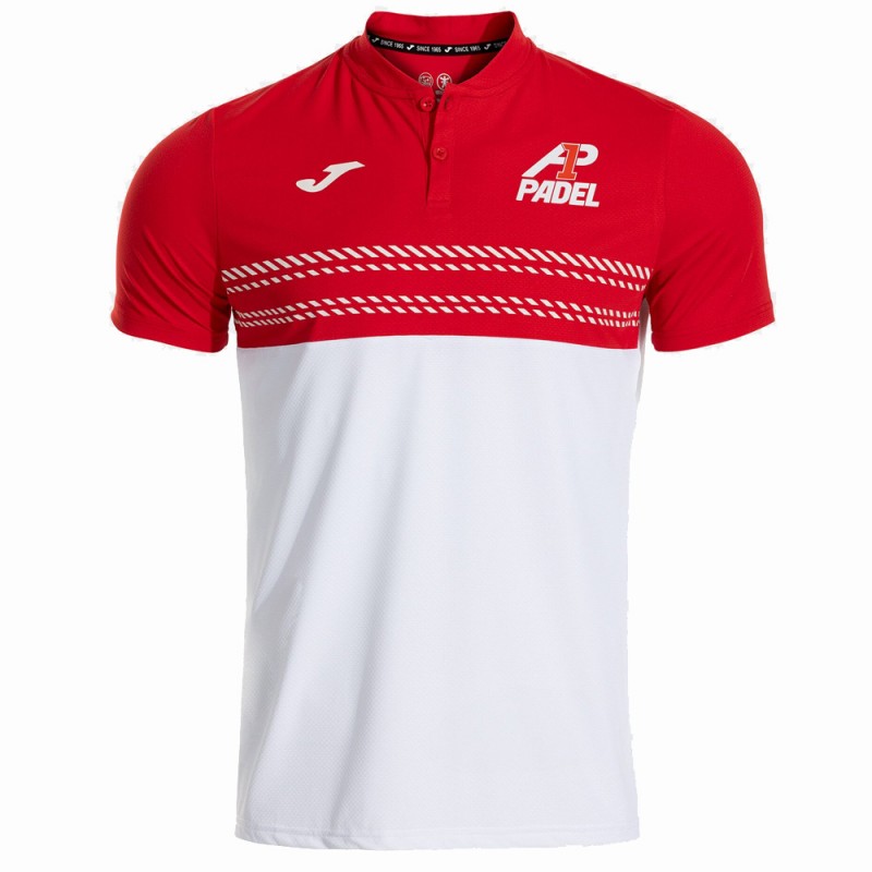 Joma A1 Padel wit rood polo Joma A1 Padel wit rood polo