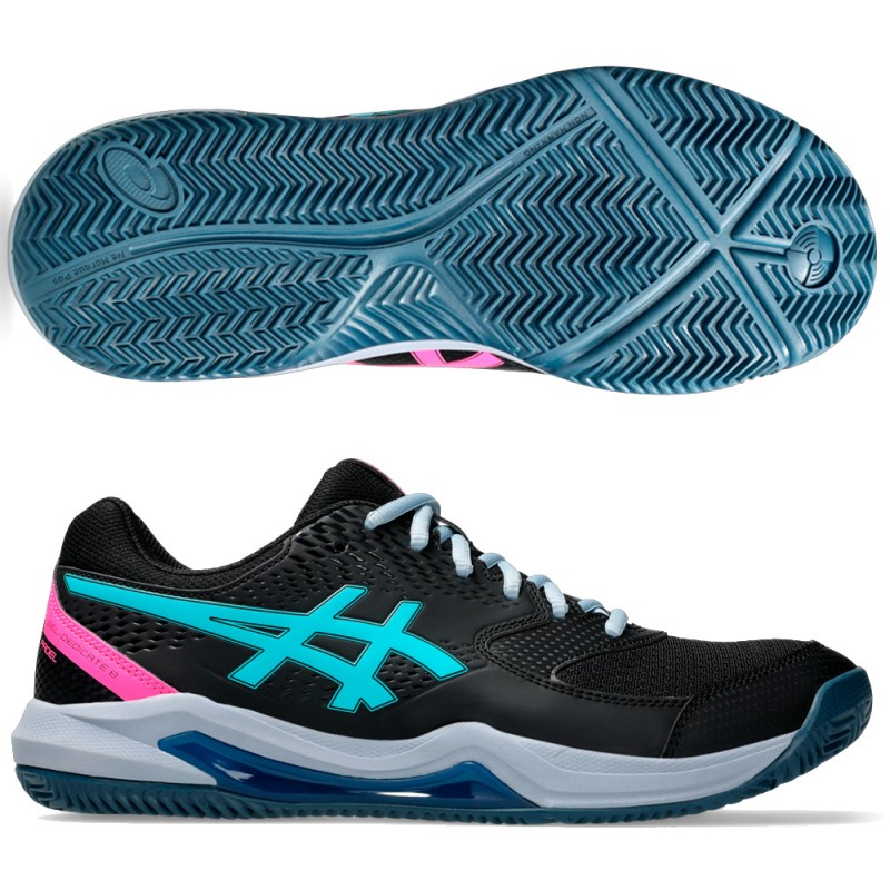 Asics Gel Dedicate 8 Padel Black energy aqua heren 2025 Asics Gel Dedicate 8 Padel Black energy aqua heren 2025