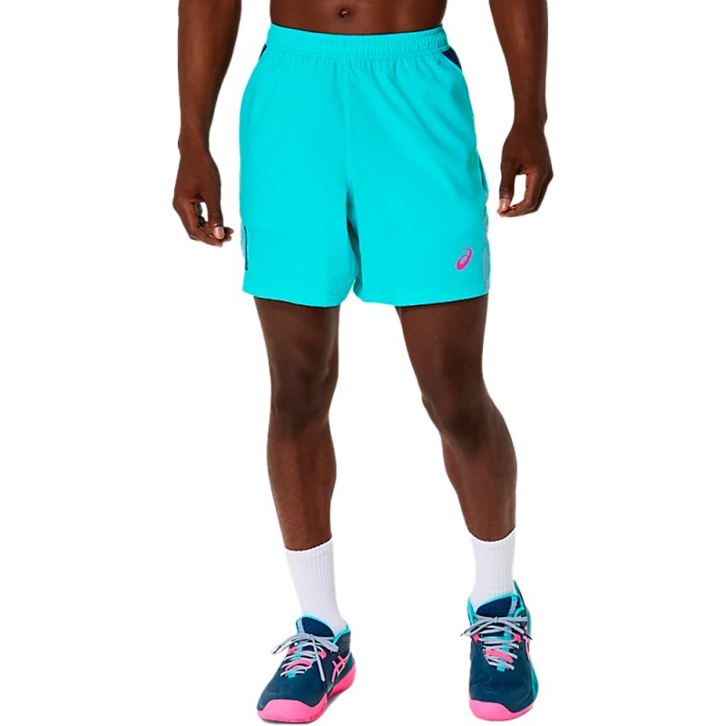 Asics Padel Court 7IN turquoise blauw Short Asics Padel Court 7IN turquoise blauw Short