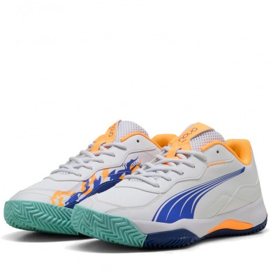 Puma Nova Smash wit levendig blauw 2025 padelschoenen