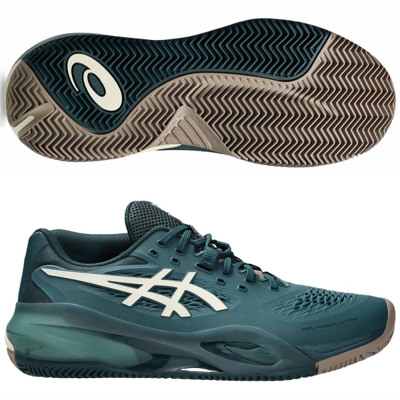 Asics Gel Resolution X Clay saxon green birch heren 2025 Asics Gel Resolution X Clay saxon green birch heren 2025