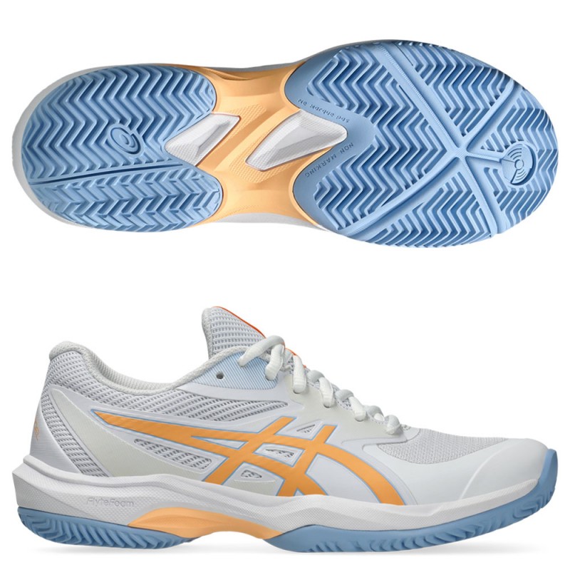 Asics Game FF Padel white orange glow dames 2025 Asics Game FF Padel white orange glow dames 2025