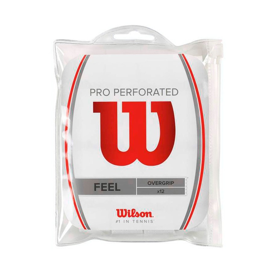 Bolsa Wilson 12 Overgrips Feel Microperforados Blancos