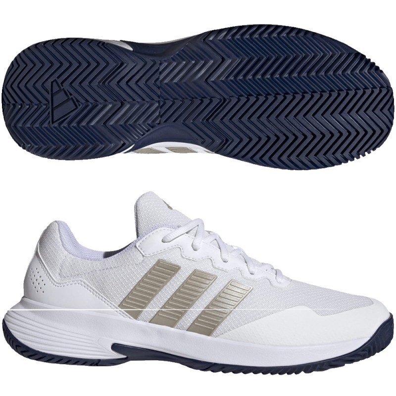 Adidas Gamecourt 2 M white metallic dark blue heren 2026