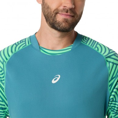 Asics Court All Over Print SS Top blauwgroen t-shirt